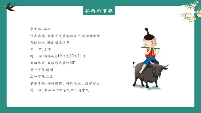 雨中四叶草谷雨节气PPT模板