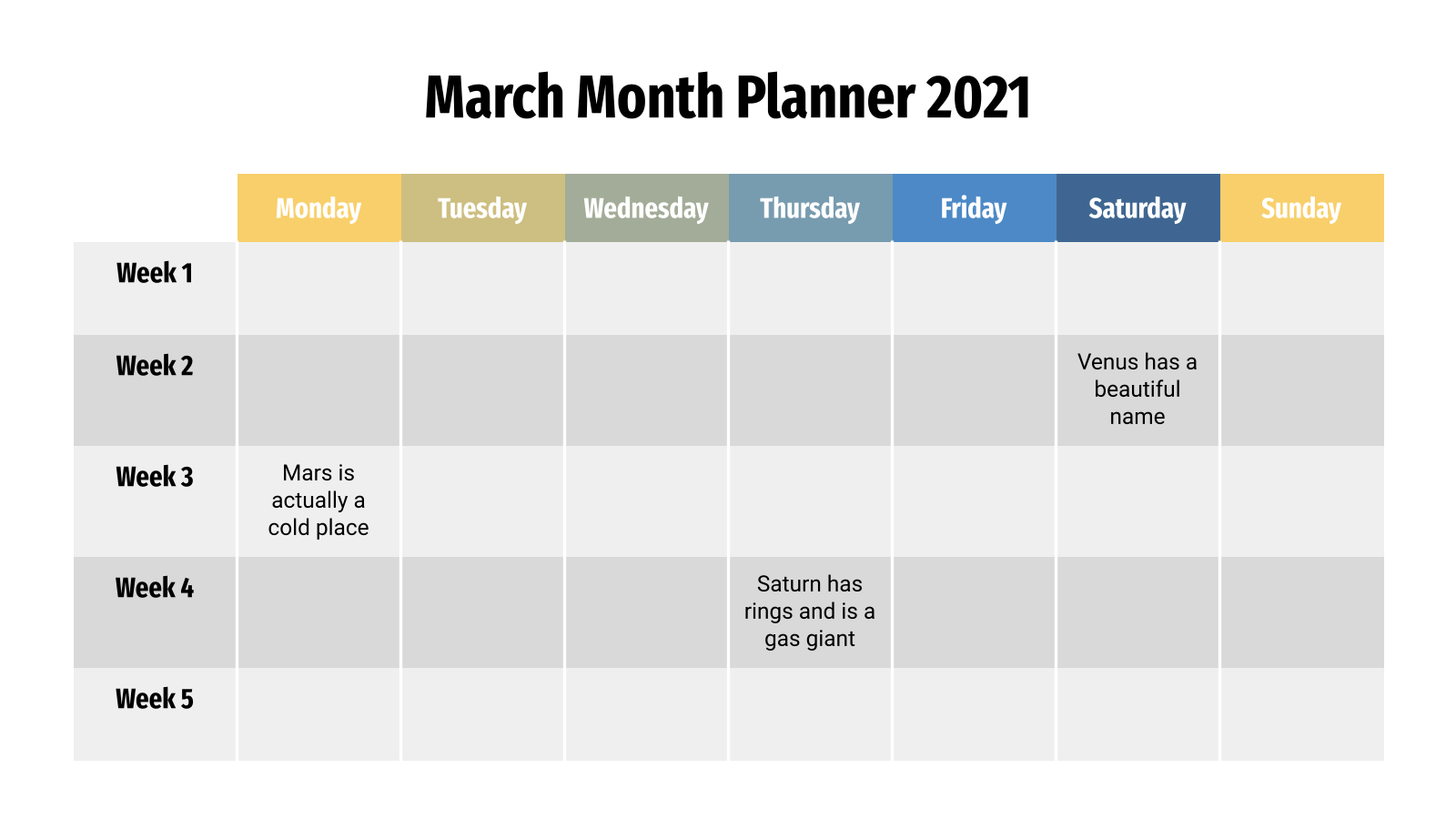 2021年3月Planner PPT主题