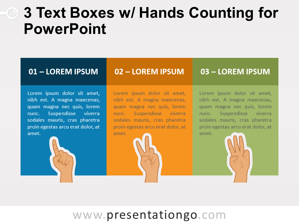 三个文本框为PowerPoint w /手数