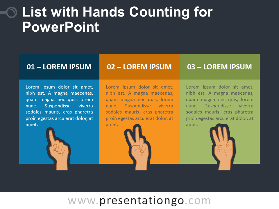 三个文本框为PowerPoint w /手数