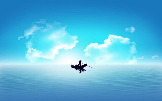 海上的帆船小船PPT背景图片