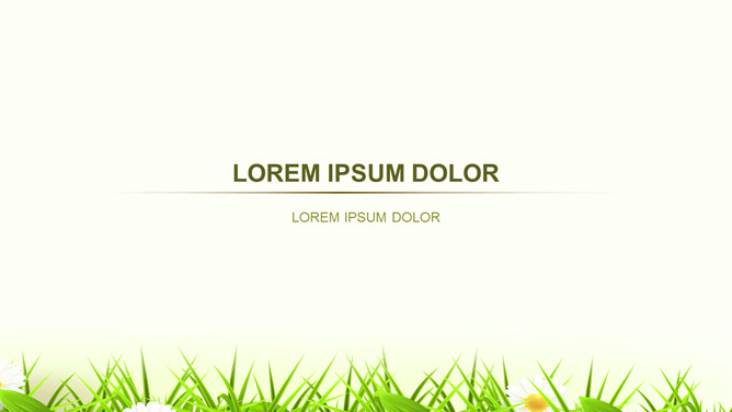 清新卡通风格大树草地PPT模板