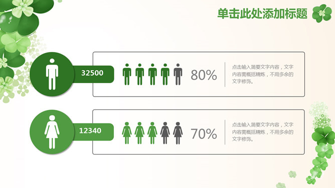 清新幸运草四叶草PPT模板