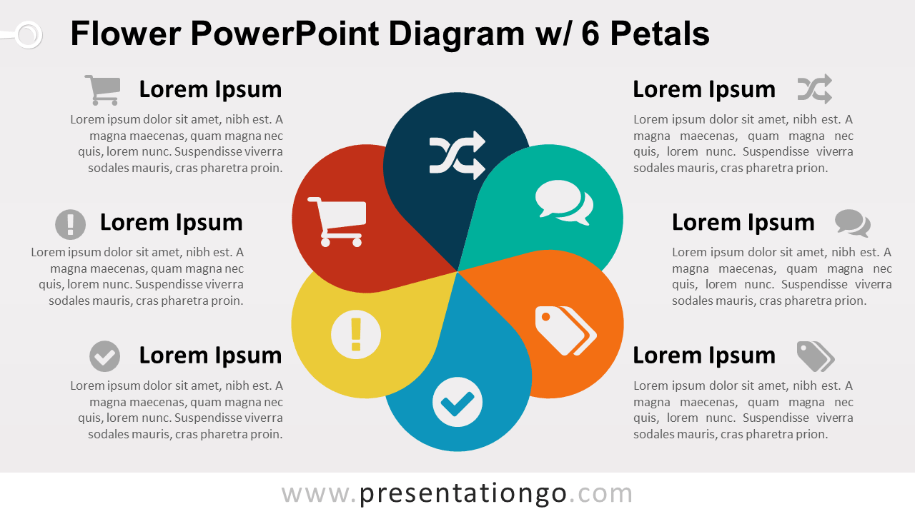 花PowerPoint图w / 6的花瓣