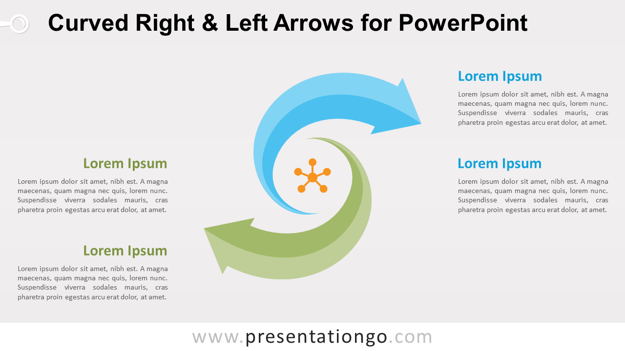 弯曲右和左箭头PowerPoint